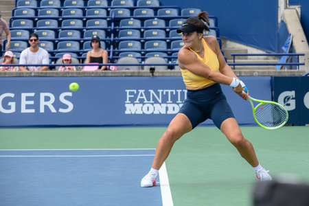 Toronto, ON, Canada -  August 4, 2024: Bianca Andreescu practice at grant court during the National Bank Open at Sobeys Stadiumのeditorial素材