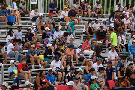 Toronto, ON, Canada - August 4, 2024: Spectators in the stands watch the match of Jule Niemeier (GER) plays against Stacey Fung (CAN) of the National Bank Open at Sobeys Stadium.のeditorial素材