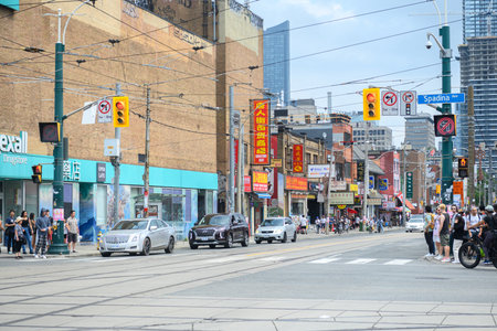 Toronto, ON, Canada - August 17, 2024: Spadina Avenue street view during the Toronto Chinatown...