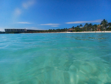 Quintana Roo, Mexico - November 20, 2024: View at the beach in Playa del Car district in Playa del Carmen, Mexicoの写真素材
