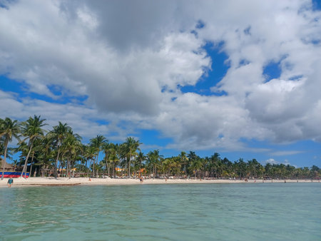 Quintana Roo, Mexico - November 20, 2024: View at the beach in Playa del Car district in Playa del Carmen, Mexicoの写真素材