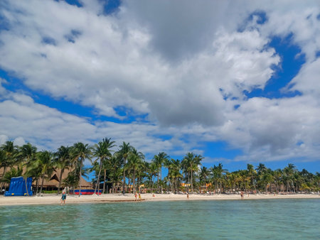 Quintana Roo, Mexico - November 20, 2024: View at the beach in Playa del Car district in Playa del Carmen, Mexicoの写真素材