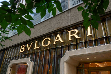 Toronto, ON, Canada â€“ April 22, 2024:View at sign of a Bulgari store in Toronto