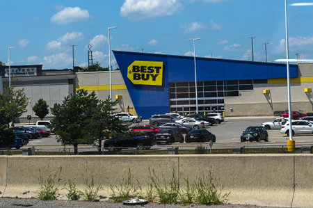 Toronto, ON, Canada â€“ August 20, 2025: View at Best Buy store sign in Toronto