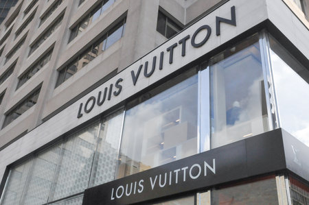 Toronto, ON, Canada - August 4, 2024: View at the Louis Vuitton store sign in Toronto.のeditorial素材