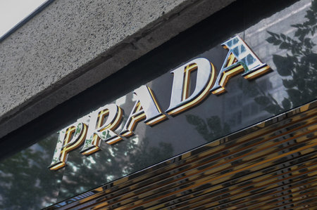 Toronto, ON, Canada â€“ August 2, 2025: View at the sign of Prada boutique store sign in...