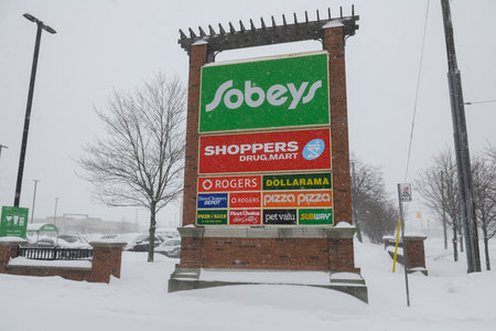 Toronto, ON, Canada â€“ March 30, 2025: The logo and brand sign on Canadian retail business...