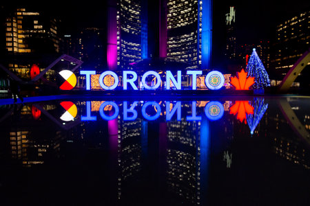 Toronto, ON, Canada â€“ December 19, 2022: Toronro sign at Nathan Phillips Square in Downtown...