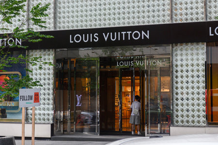 Toronto, ON, Canada - August 4, 2024: View at the Louis Vuitton store sign in Toronto.