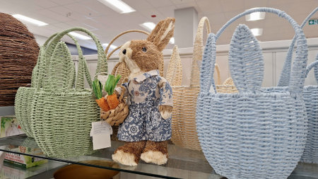 Niagara Falls, ON, Canada - February 15, 2026: The photo showcases easter decorations that are...