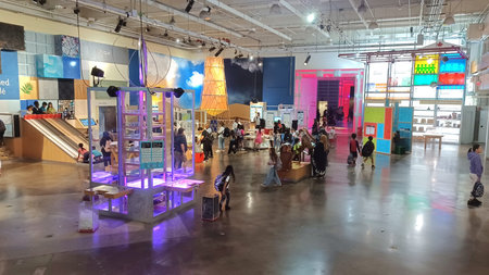 Toronto, ON, Canada - May 17, 2024: The Ontario Science Centre is busy with visitors exploring interactive exhibits and learning about science.のeditorial素材