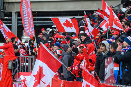 Toronto, ON, Canada - March 28, 2026: Fans cheer during the Canada v. Iceland International friendly...