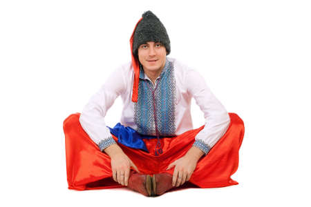 Young man in the Ukrainian national costume. Isolatedの写真素材