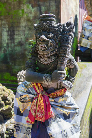 Traditional balinese statue of the deity Barong. Ubud, Bali Island, Indonesiaの写真素材