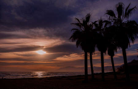 Pinillo beach at sunset, Marbellaの写真素材