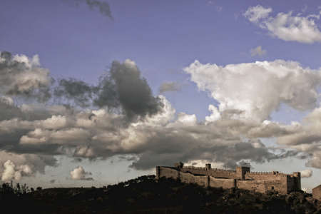 views of the ancient castle of Santa Olalla del Cala, Huelvaのeditorial素材