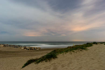 Night Cabopino beach on the coast of Marbella, Mlaga