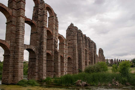 Ancient Roman aqueduct of Miracles Mrida, Spainの写真素材