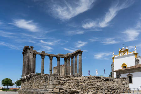 Walking through the streets of the historic city of ? ? vora in Portugal
