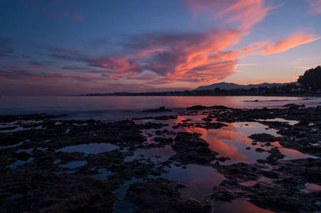 beautiful sunset on the coast of Marbella, Málagaの写真素材