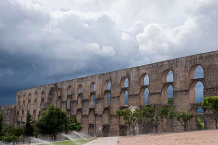 Amoreira Aqueduct in Elvas Alentejo Portugalのeditorial素材