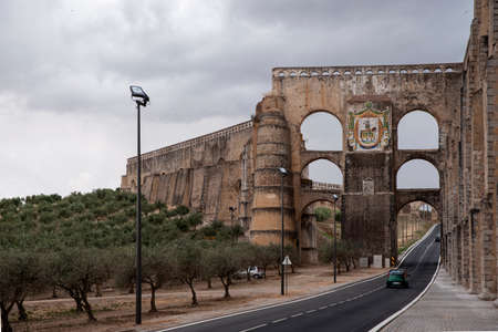 Amoreira Aqueduct in Elvas in Alentejo Portugalの写真素材