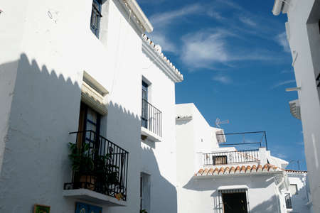 Beautiful streets of the Andalusian town of Frigiliana in the province of Mlaga, Andalusiaの写真素材
