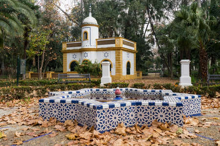 arrival of autumn in the beautiful park of Maria Luisa in Sevilleのeditorial素材