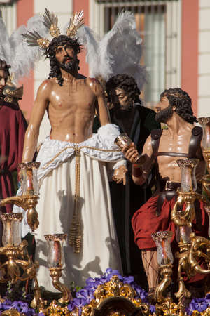 Holy Week in Seville, brotherhood Jesus strippedの写真素材