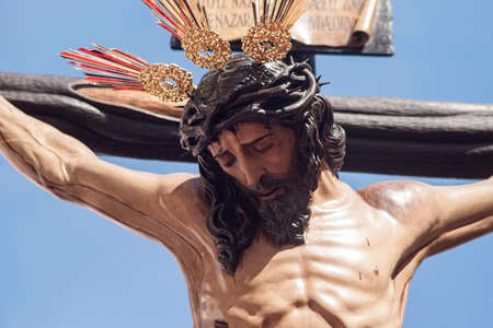 procession of Brotherhood of Hiniesta through the streets of Sevilleのeditorial素材