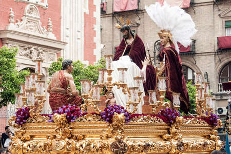 Holy Week in Seville, Brotherhood of San Estebanのeditorial素材