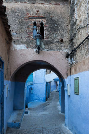 views of the streets of the medina of Chefchaouen in Moroccoの写真素材
