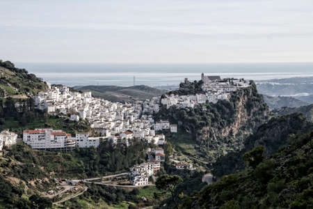 beautiful white Andalusian village in the province of Malaga, Casaresの写真素材