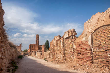 Ruins of the village of Belchites destroyed by the bombing of the Spanish civil warの写真素材