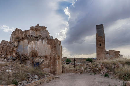 Abandoned city of Belchite after the bombings of the Spanish Civil Warの写真素材