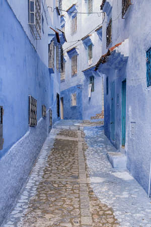 Corner of the beautiful city of Chefchaouen in northern Moroccoの写真素材