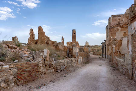 Abandoned city of Belchite after the bombings of the Spanish Civil War.の写真素材