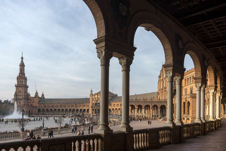 Monumental Plaza of Spain of the city of Sevilleのeditorial素材