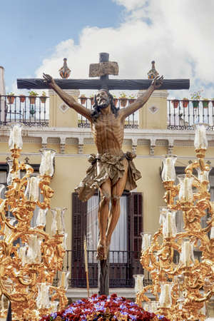 Jesus dying on the cross, Holy Week in Seville, the Brotherhood of the Puppyのeditorial素材