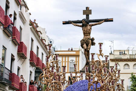 Brotherhood Of Thirst, Holy Week in Seville, Jesus on the crossのeditorial素材