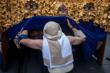 Holy Week in Seville, the costaleroのeditorial素材