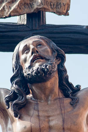 Jesus dying on the cross, Holy Week in Seville, the Brotherhood of the Puppyのeditorial素材