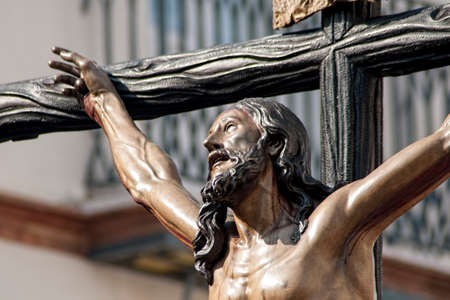 Jesus dying on the cross, Holy Week in Seville, the Brotherhood of the Puppyのeditorial素材