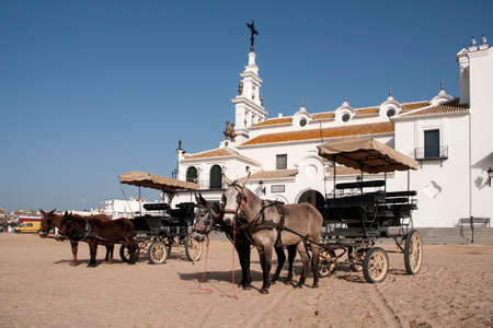 The Sanctuary of the Virgen del Roc?o in the marshes of the Coto de Do?ana ? ana, Huelvaの写真素材