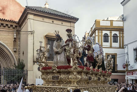 Step of Mystery of the brotherhood of Bitterness, holy week of Sevilleの写真素材