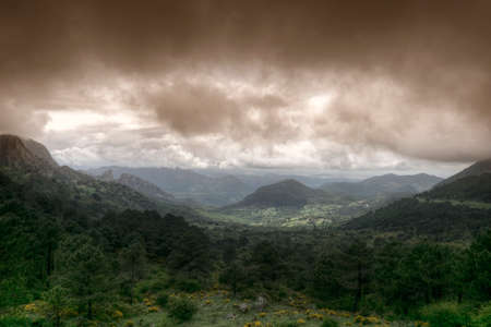 Nice day gray and rainy in the Grazalema Natural Park in the province of Cadiz, Andalusia, Spainの写真素材
