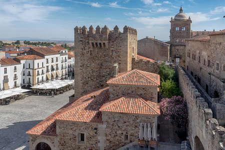 Medieval cities of Spain, Caceres in the autonomous community of Extremaduraの写真素材