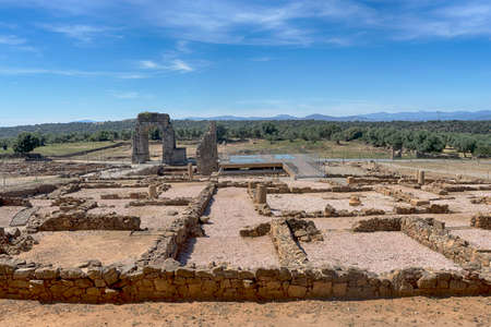 Ruins of the ancient Roman city of Caparra in Extremadura, Spainの写真素材