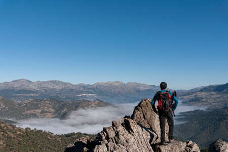 Hiking in the mountainsの写真素材