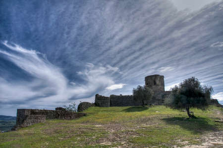 Remains of the old castle of the village of Jimena de la Frontera, Spainのeditorial素材